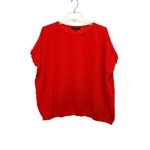 Lautreamont Short Sleeve Open Knit Sweater Women Size 38 Japan Red‎ Shimmer